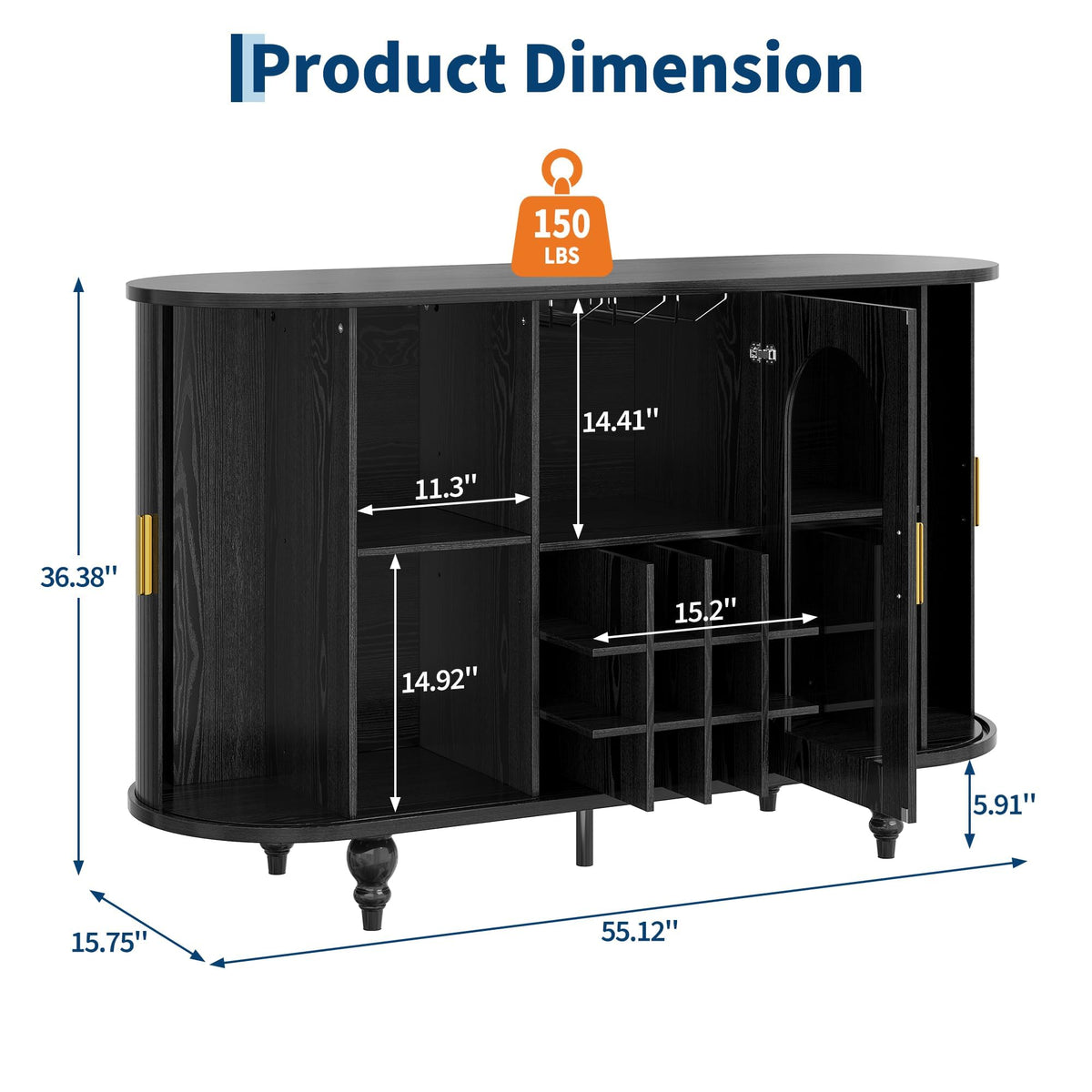 Garvee Bar Cabinet with Storage, Liquor Bar Cabinet with Sliding Door