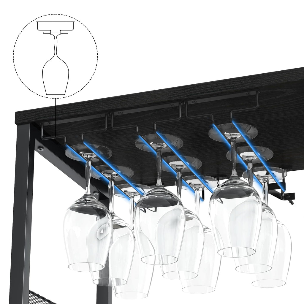 GarveeHome Wine Bar Cabinet with LED Lights, Liquor Cabinet with Storage