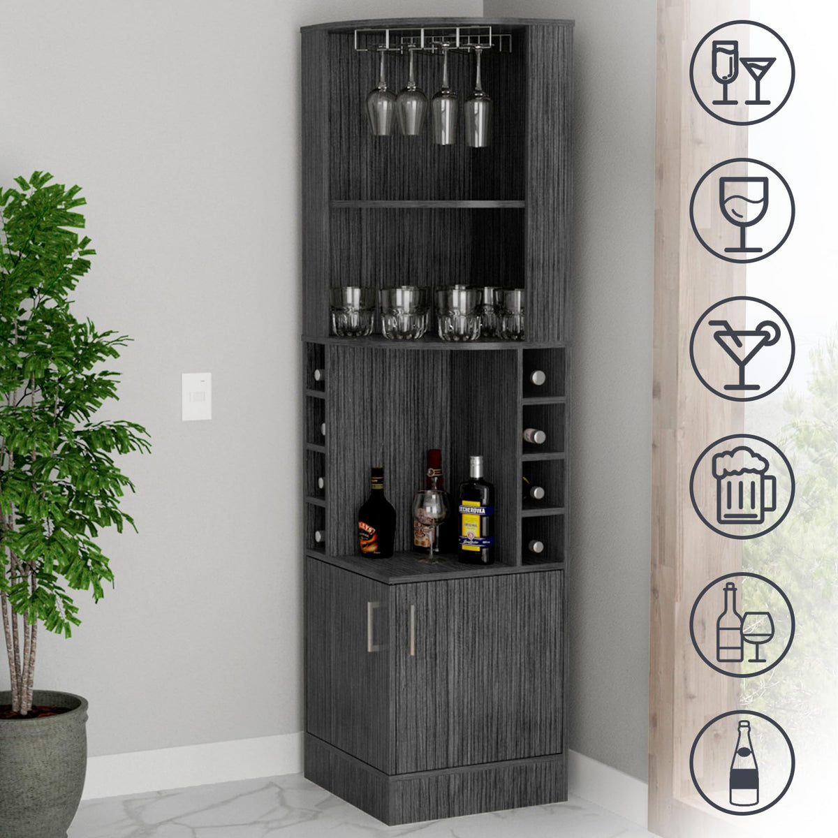 HRVEOCEI 71 Inch Corner Wine Cabinet, Tall Corner Bar Cabinet