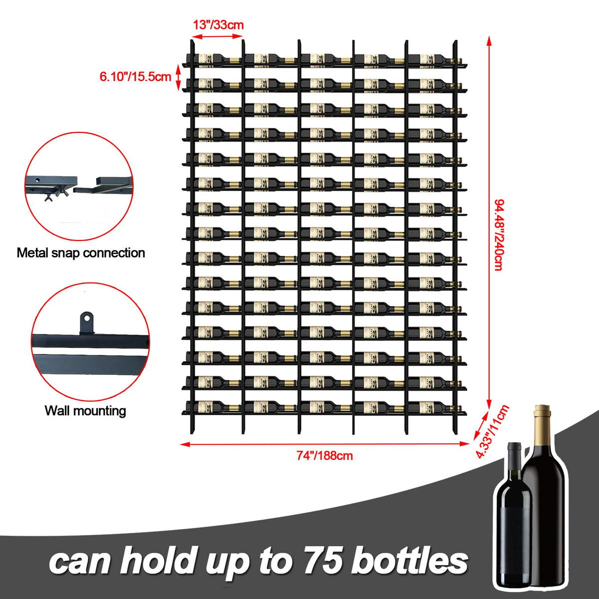 16 BottleWall Mount Wine Rack