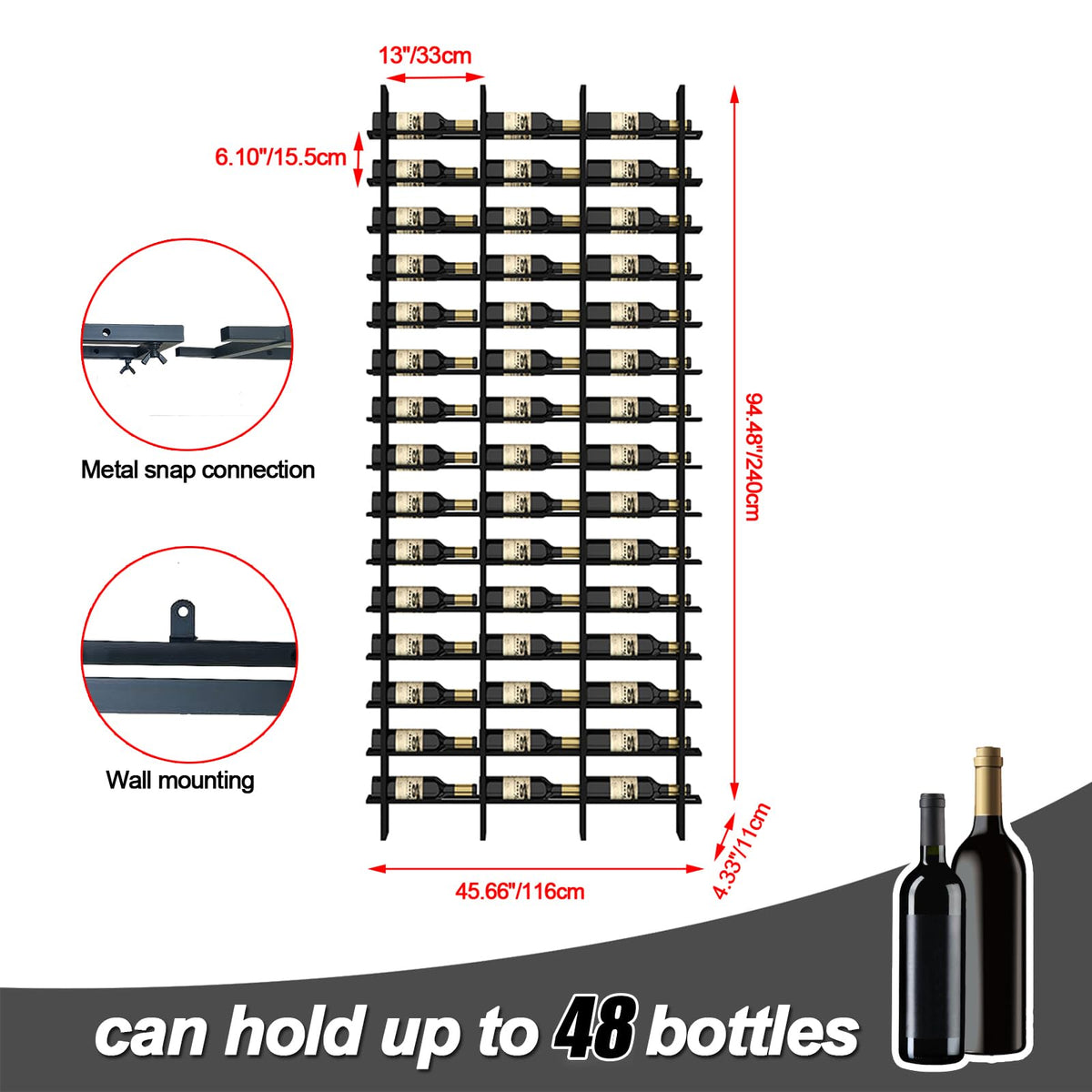 16 BottleWall Mount Wine Rack