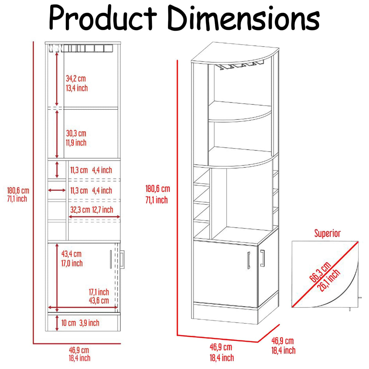 HRVEOCEI 71 Inch Corner Wine Cabinet, Tall Corner Bar Cabinet