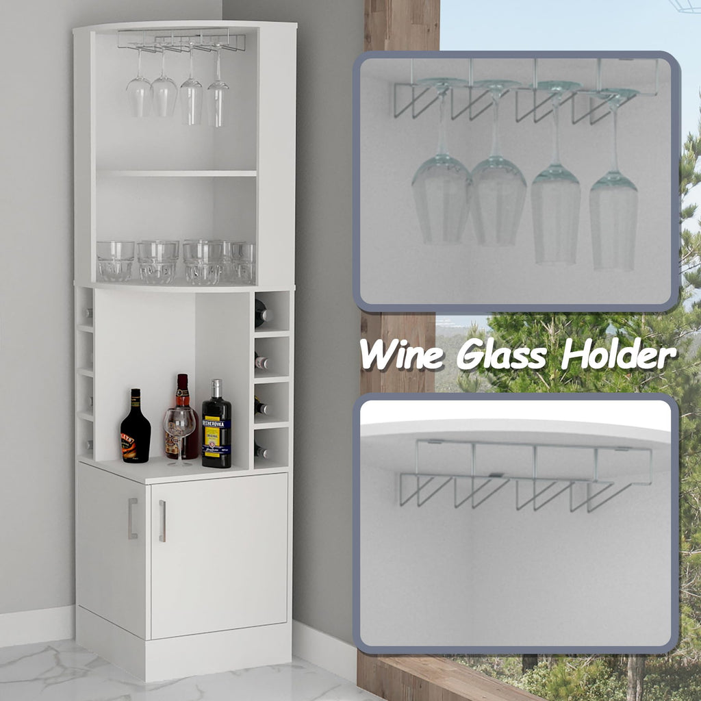 HRVEOCEI 71 Inch Corner Wine Cabinet, Tall Corner Bar Cabinet