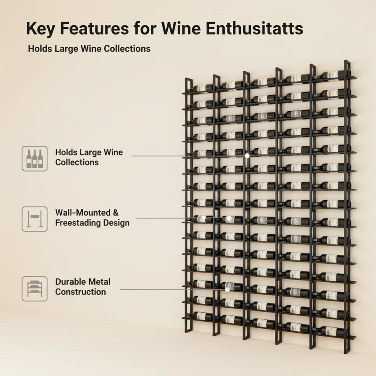 16 BottleWall Mount Wine Rack