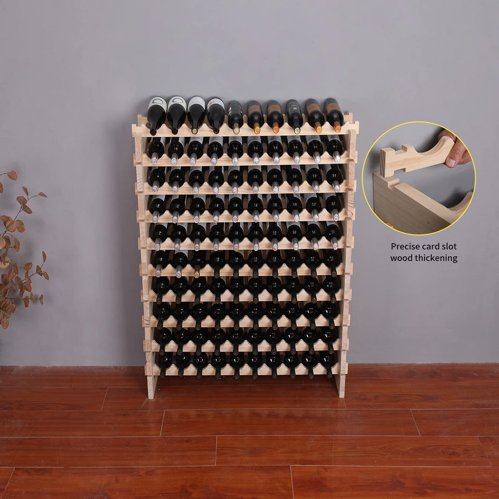 Wine Rack Cabinet Freestanding for Floor Wooden Stackable Storage Modular countertop Wood Wine Holder (120bottle)