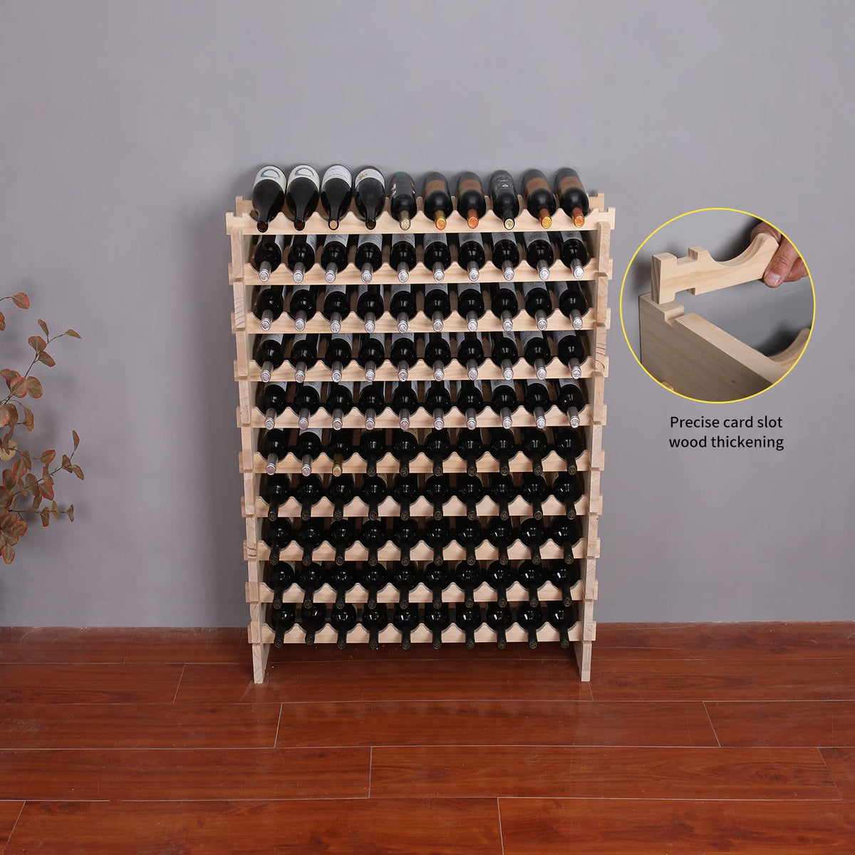 Wine Rack Cabinet Freestanding for Floor Wooden Stackable Storage Modular countertop Wood Wine Holder (120bottle)