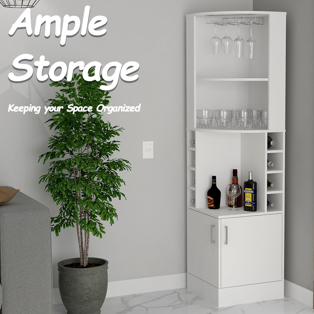 HRVEOCEI 71 Inch Corner Wine Cabinet, Tall Corner Bar Cabinet