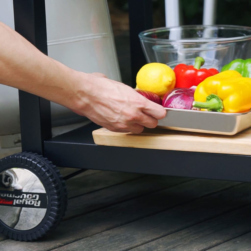 Royal Gourmet Dining Cart Table with Double-Shelf PC3401B (Black)