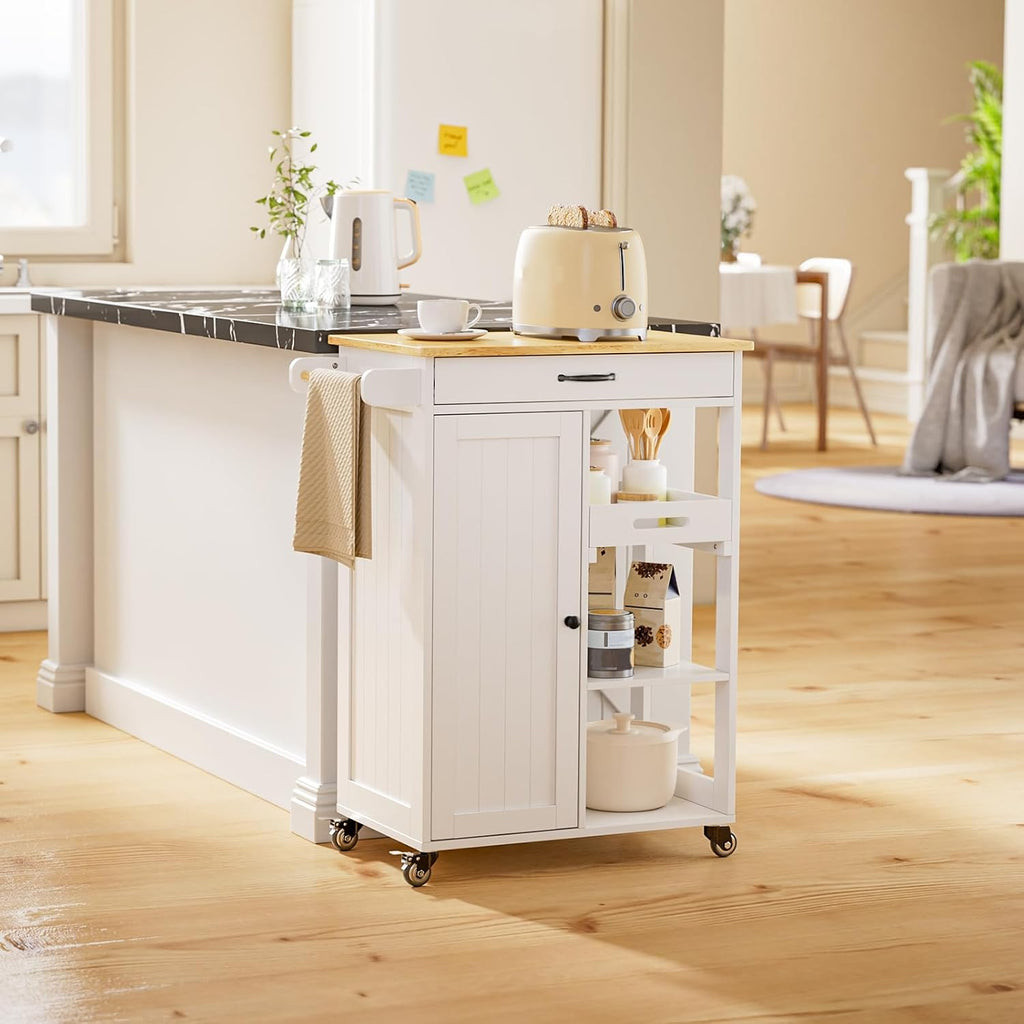 Gizoon Kitchen Island Cart with Storage Cabinet & Removable Tray