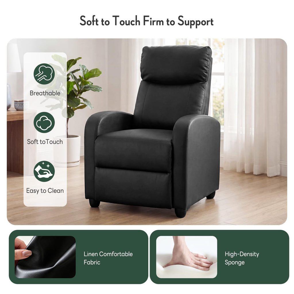 Massage Recliner Chair, Recliner Sofa Fabric for Adults, Recliners Home Theater Seating with Lumbar Support, Reclining Sofa Chair for Living Room, Ink