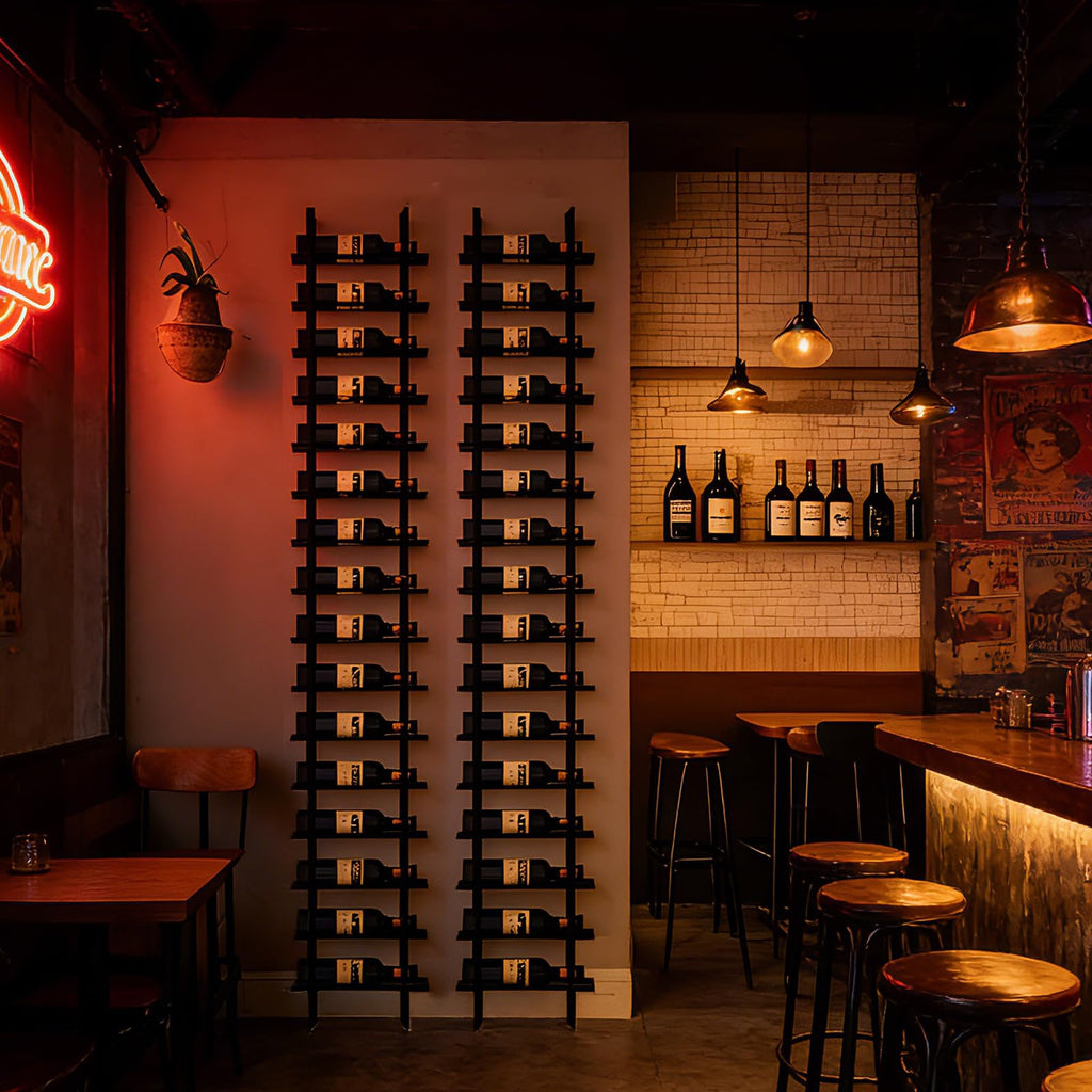Large Wall Mounted Wine Rack, (Gold, 3 Cols (48 Bottles))