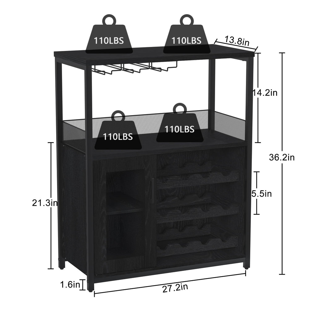 GarveeHome Wine Bar Cabinet with LED Lights, Liquor Cabinet with Storage