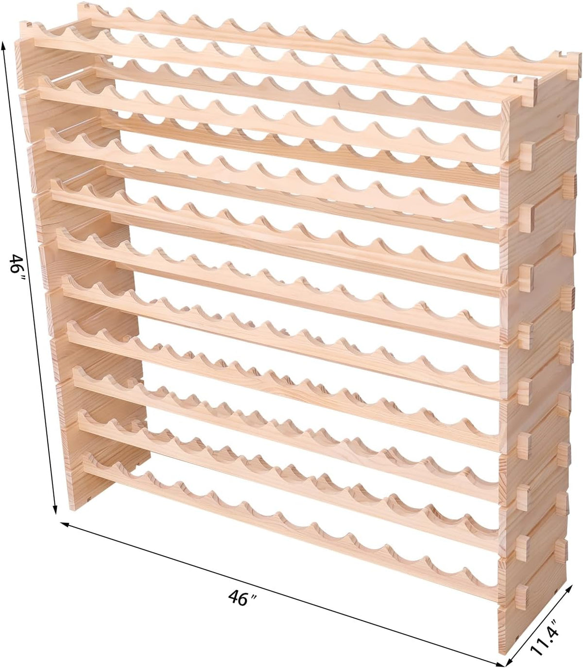 Freestanding Wine Rack Cabinet Floor Standing 120 Bottle Pine Stackable Storage Modular Wine Rack Display Stand