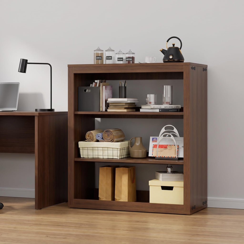 Liquor Cabinet with Wine Rack & Stemmed Holder & Drawer, Walnut