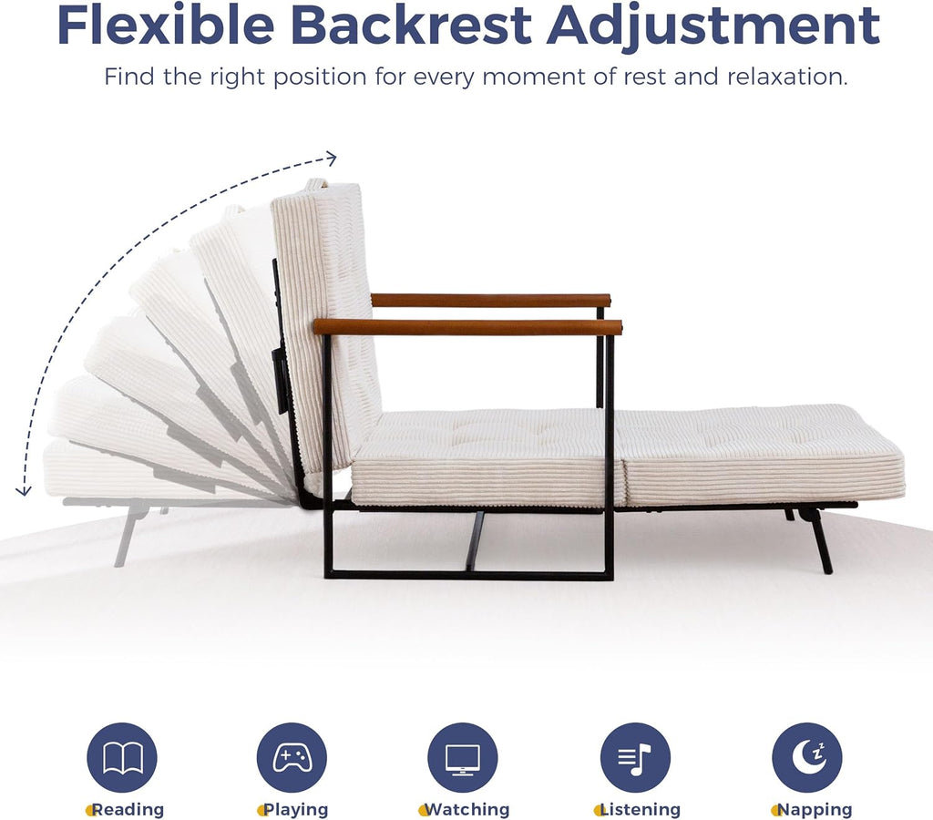MAXYOYO Chair Bed, Adjustable Sleeper Chair, Single Sofa Bed with Frame