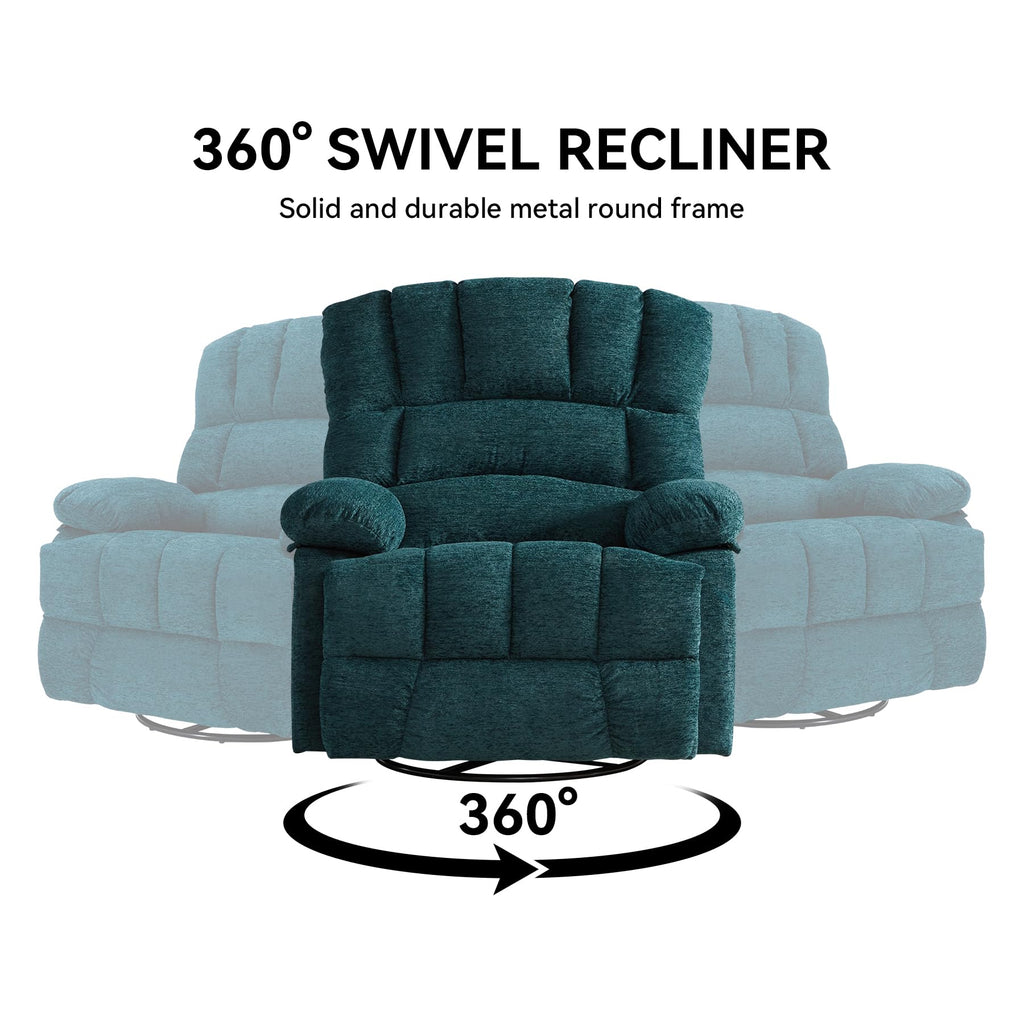 WILLOVE 41" Oversized Rocker Recliner Chair, Rocking Recliners Overstuffed Soft Big Man Manual Recliner, Extra Large Chenille Living Room Chair 350 LBS Capacity, Grey, L