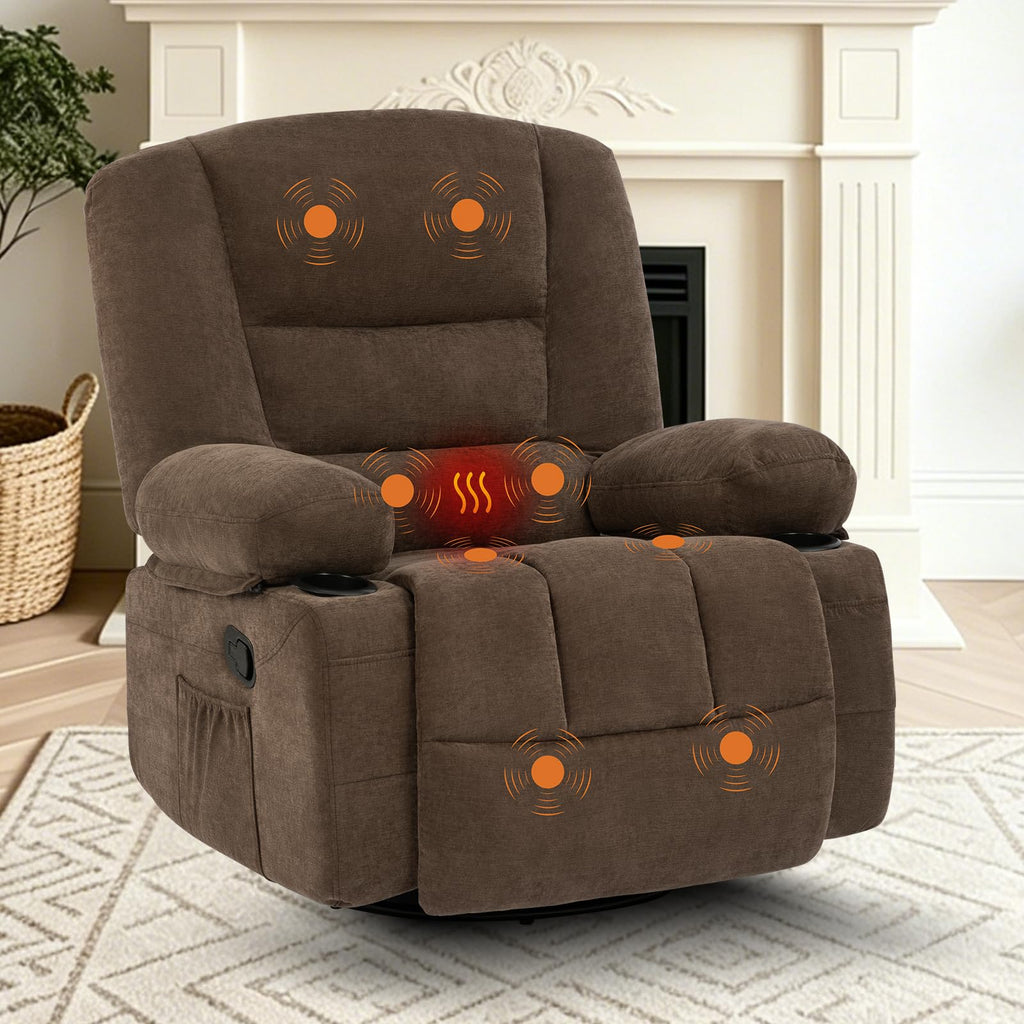 Garvee Oversized Recliner Chair,Extra Wide 360Â° Swivel Rocker Massage Heat