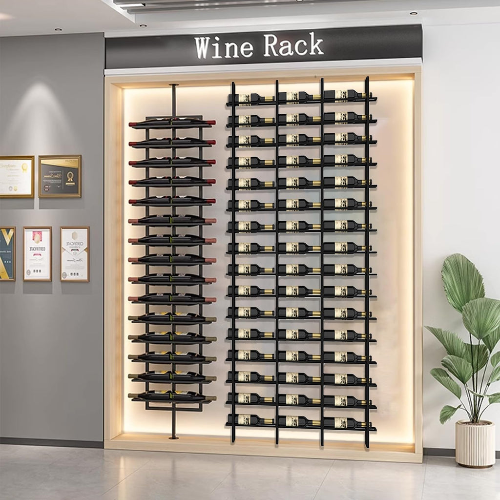 Large Wall Mounted Wine Rack, (Gold, 3 Cols (48 Bottles))
