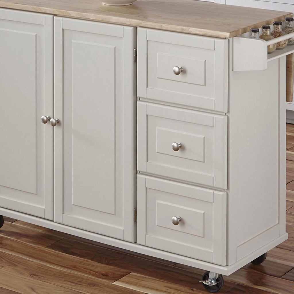 Homestyles Dolly Madison Black Mobile Kitchen Island Cart with Wood Drop Leaf Breakfast Bar