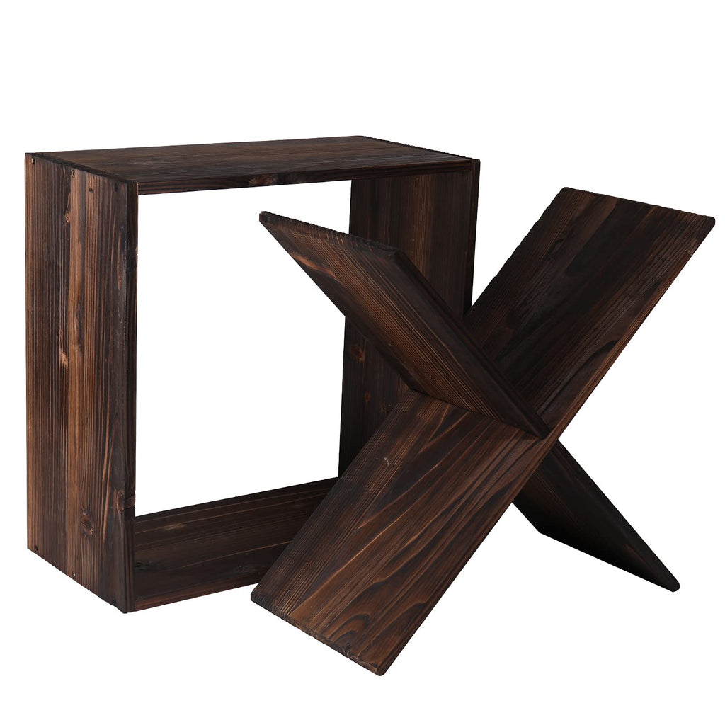 Wine Racks countertop Solid Wood Stackable Storage Rustic Retro Cube 48-Bottle Wooden Wine Rack Wine Cabinet(48BottleBlack)