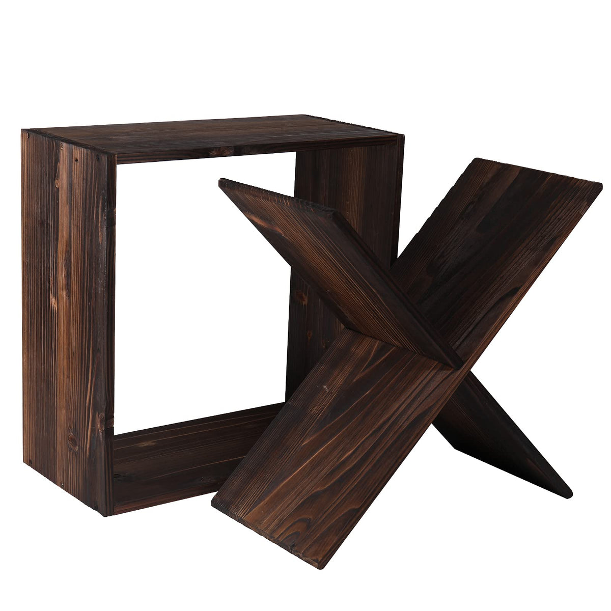 Wine Racks countertop Solid Wood Stackable Storage Rustic Retro Cube 48-Bottle Wooden Wine Rack Wine Cabinet(48BottleBlack)