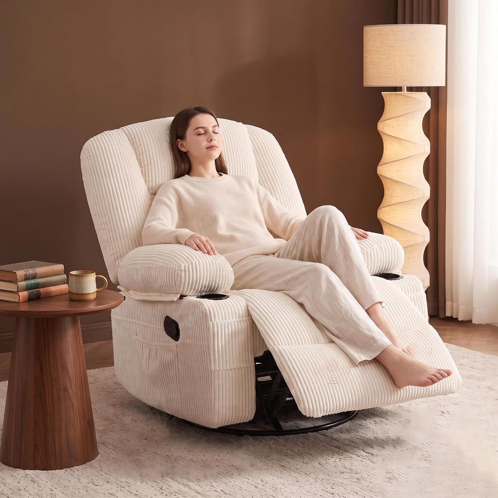 Garvee Oversized Recliner Chair,Extra Wide 360Â° Swivel Rocker Massage Heat