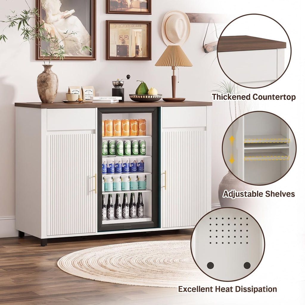 Tornivk 53" Large Coffee Bar Cabinet with Fridge Space, Black
