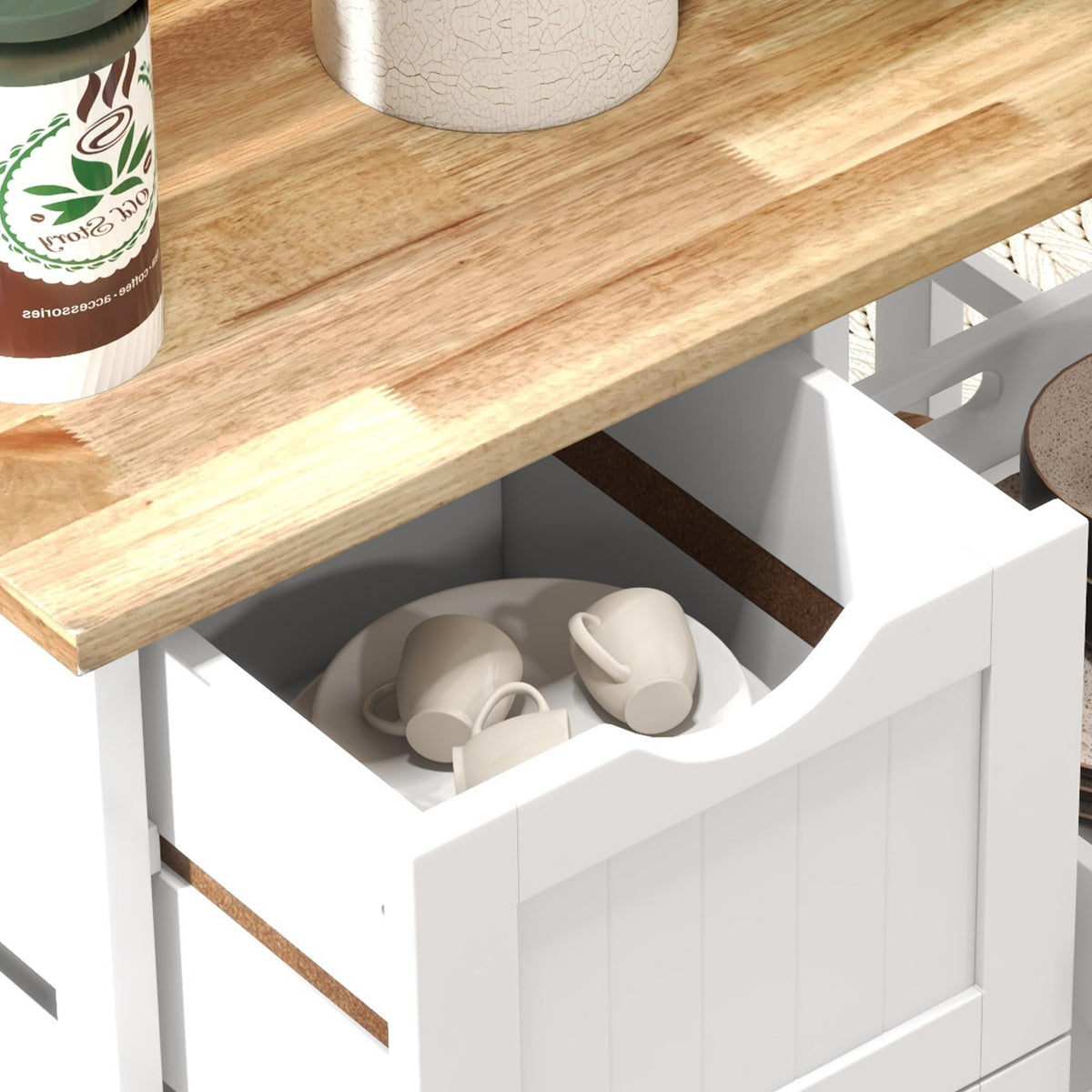 HOMCOM Kitchen Island Cart, Rolling Kitchen Island, Wood Top, Gray