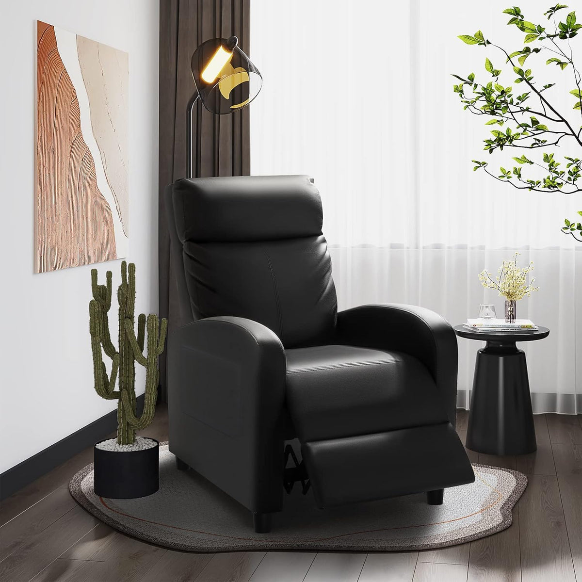 Homall Recliner Chair, Recliner Sofa PU Leather for Adults, Black Recliners