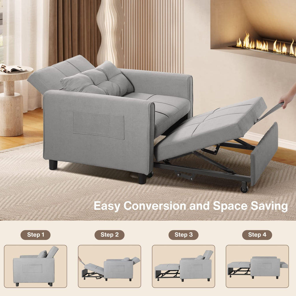 Aiho 3-in-1 Sleeper Chair Bed Convertible Sofa, Dark Gray