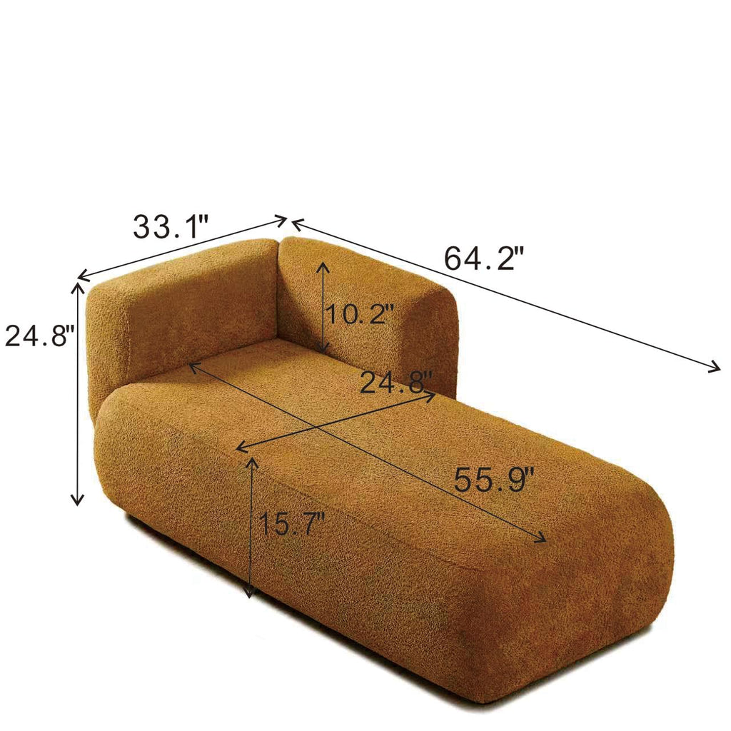 ERYE Boucle Upholstered Left Facing Chaise Lounge Indoor for Living Room Bedroom,Comfy Single Chaise Lounge Modern Leisure Recliner Sleeper Sofa Daybed, Easy Assemble