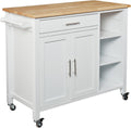 SEI Furniture - Martinville Kitchen Cart - White - Engineered Wood & Iron Metal - Transitional Design - Ideal for Kitchens, Kitchen Islands, Dining Rooms, 42" W x 19" D x 35" H (KA3277)