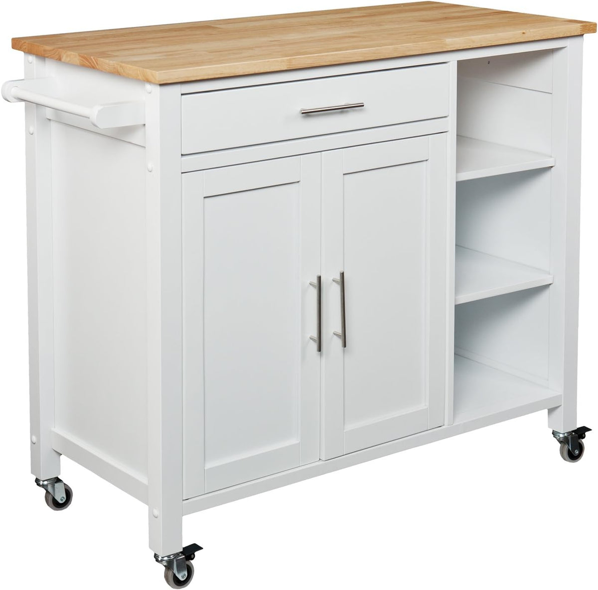 SEI Furniture - Martinville Kitchen Cart - White - Engineered Wood & Iron Metal - Transitional Design - Ideal for Kitchens, Kitchen Islands, Dining Rooms, 42" W x 19" D x 35" H (KA3277)