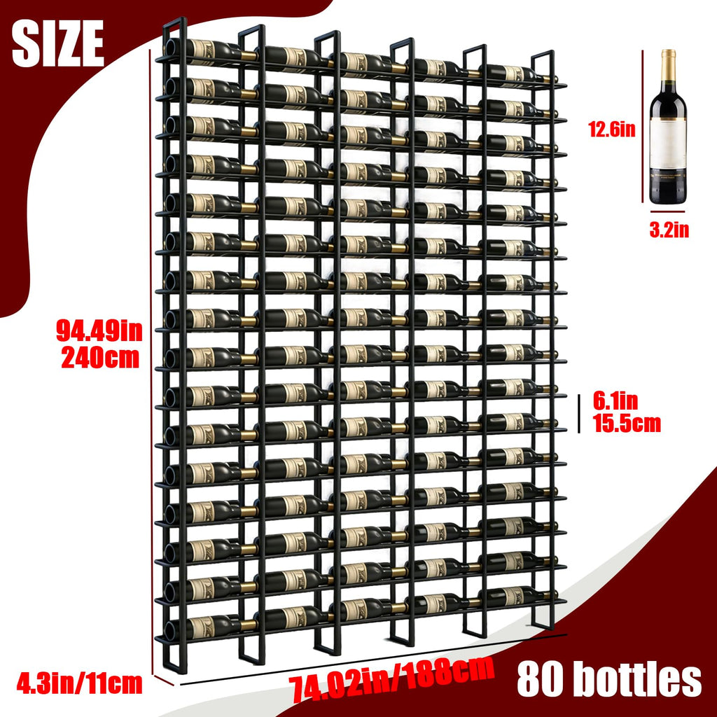 Large Wall Mounted Wine Rack, (Gold, 3 Cols (48 Bottles))