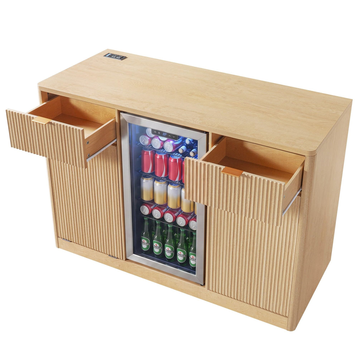 39.4" Coffee Bar Cupboard with Fridge Spaceï¼Natural Oak-ws