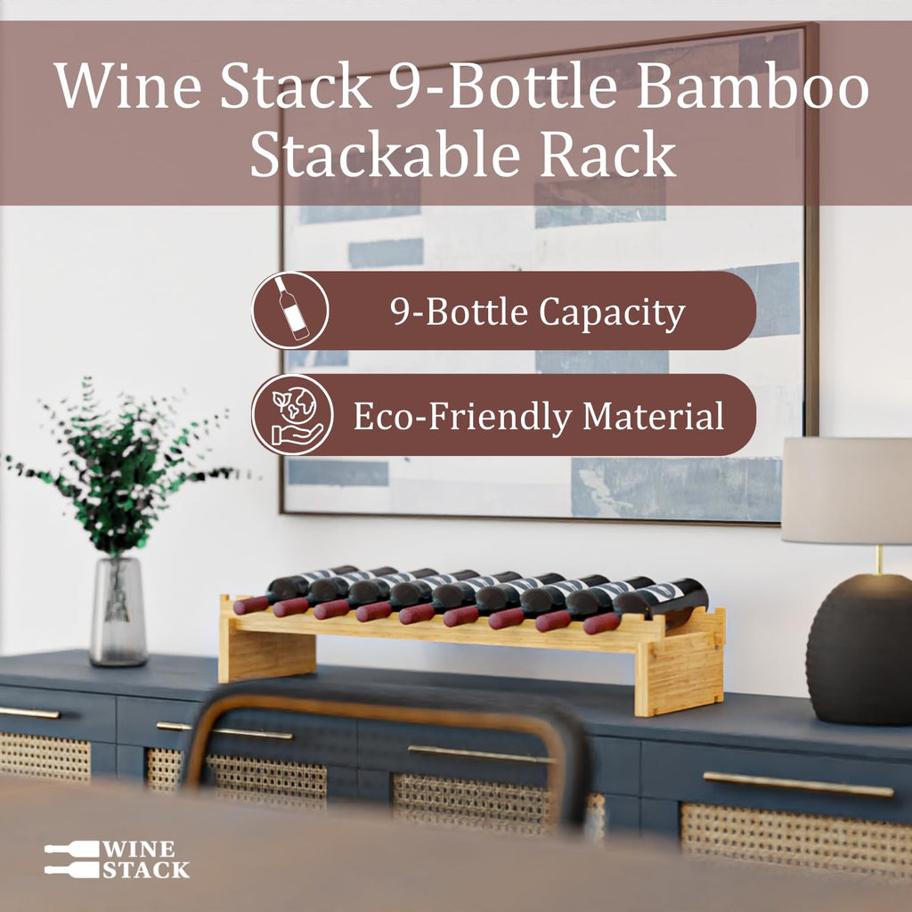 72 Bottle Bamboo Stackable Freestanding Wine Rack, No Tools Assembly, Durable, Wine and Liquor Bottle Storage for Small Spaces