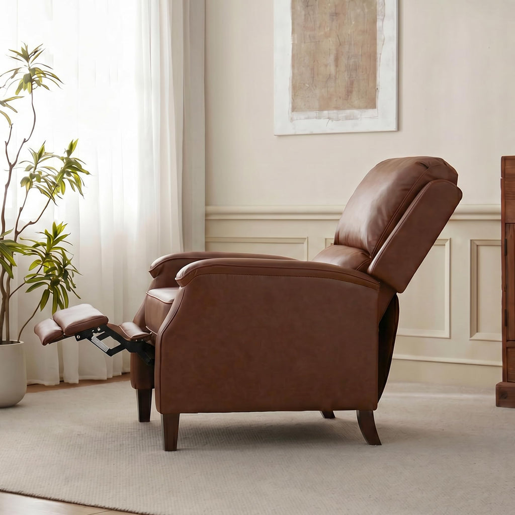 VKNOW Recliner Chair, Fabric Recliner with Adjustable Back, Brown