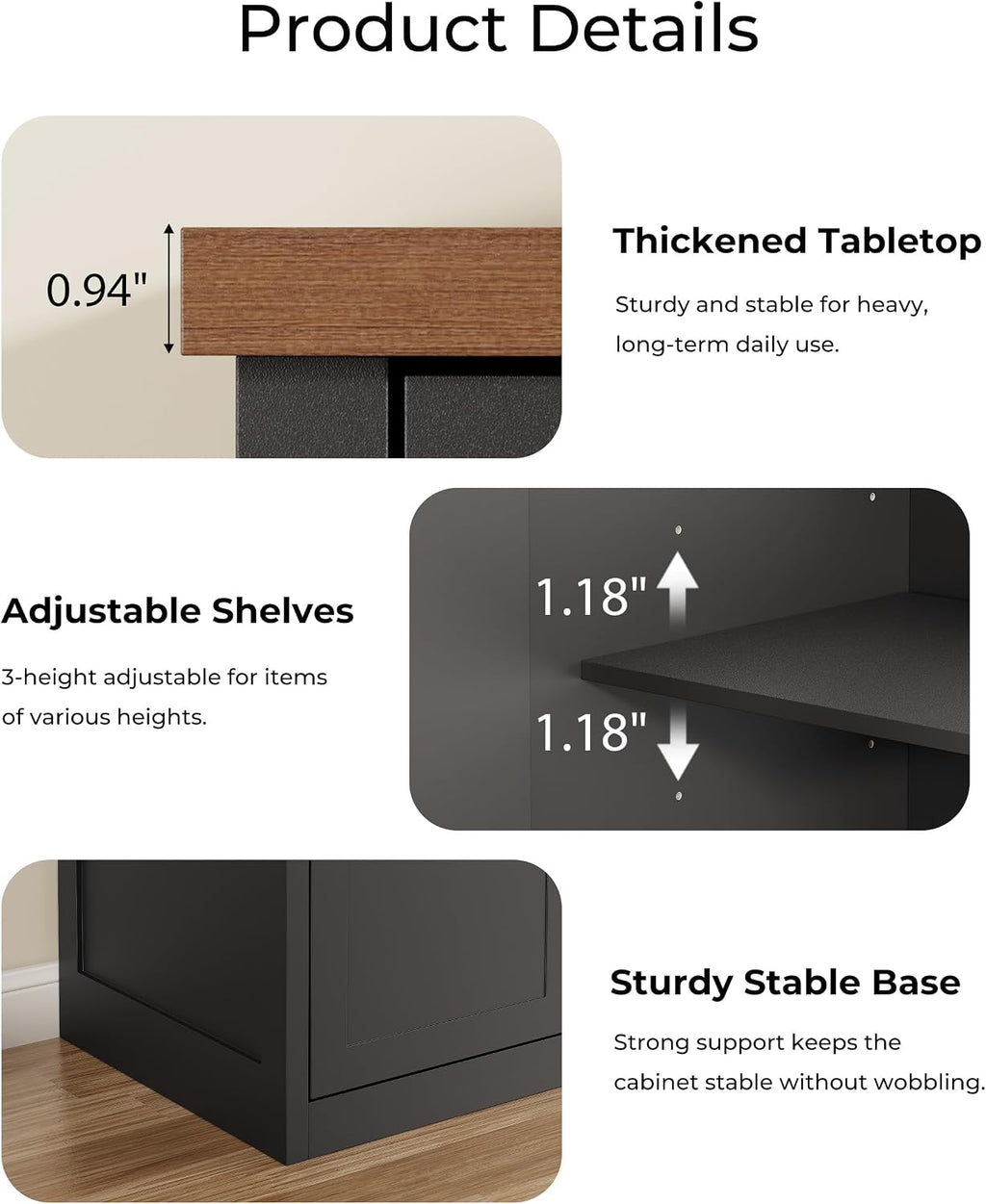 Mini Fridge Cabinet, Coffee Bar Cabinet with Fridge Space (Not Included)