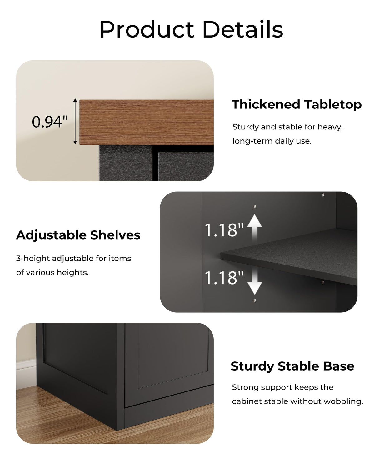 Mini Fridge Cabinet, Coffee Bar Cabinet with Fridge Space (Not Included)