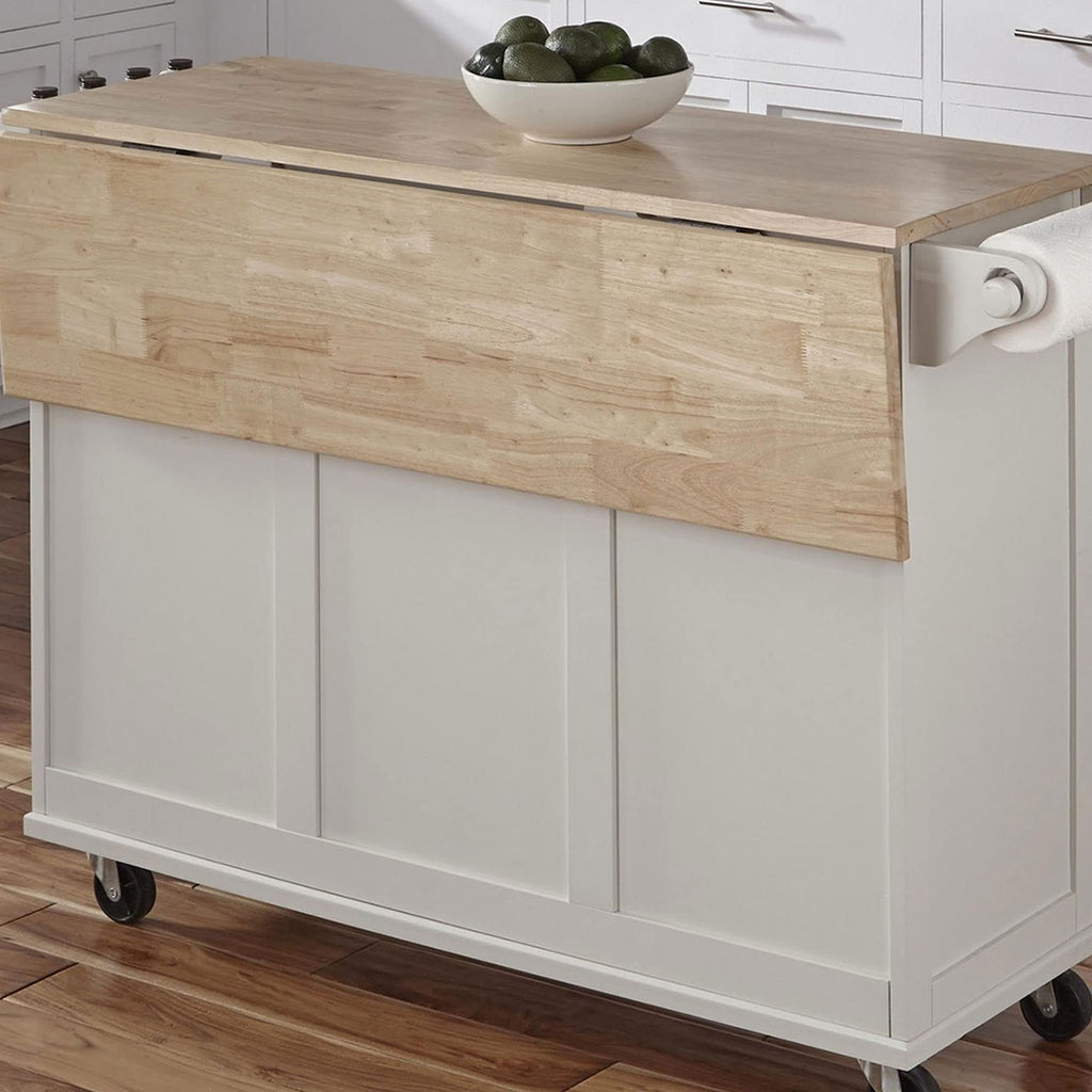 Homestyles Dolly Madison Black Mobile Kitchen Island Cart with Wood Drop Leaf Breakfast Bar