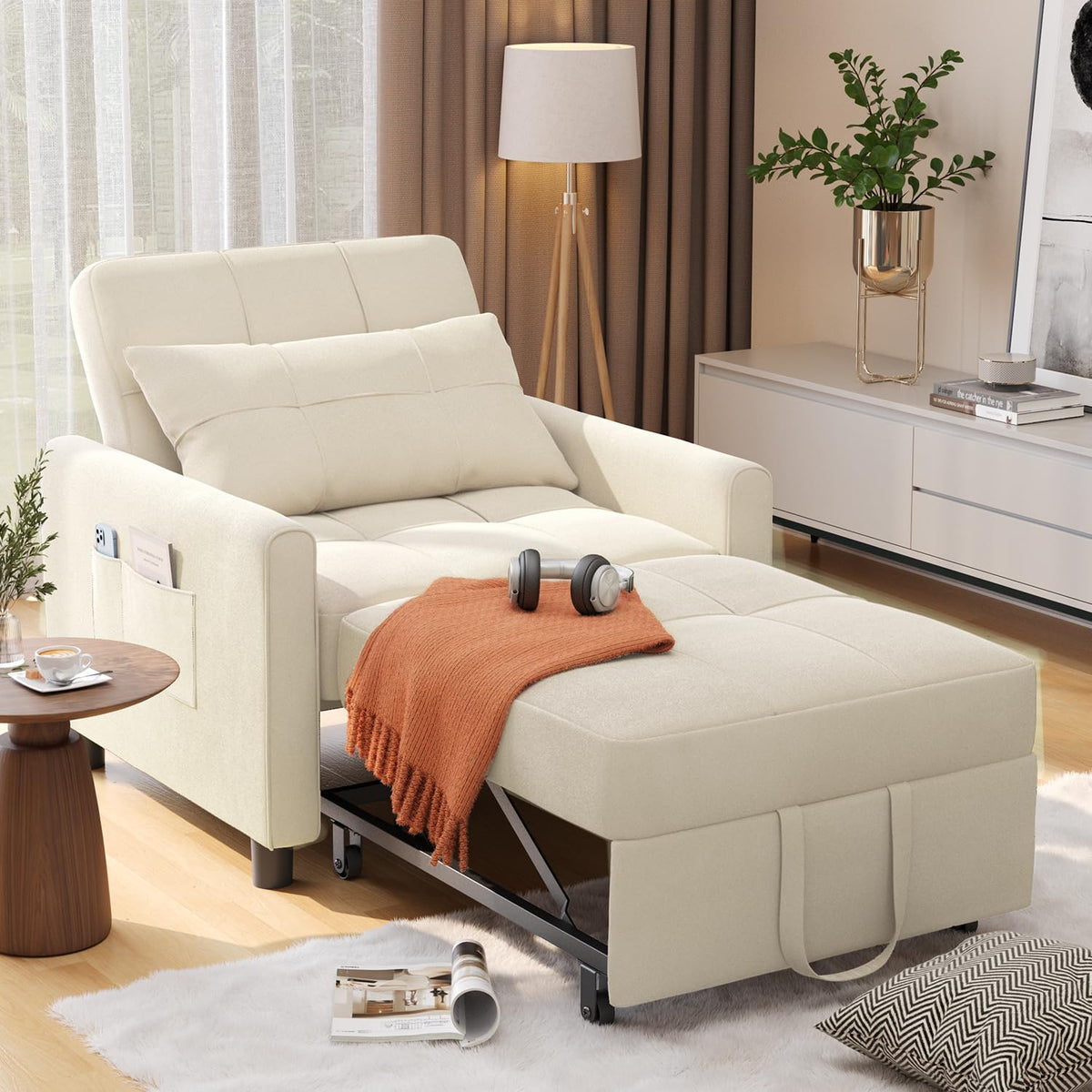 Aiho 3-in-1 Sleeper Chair Bed Convertible Sofa, Dark Gray
