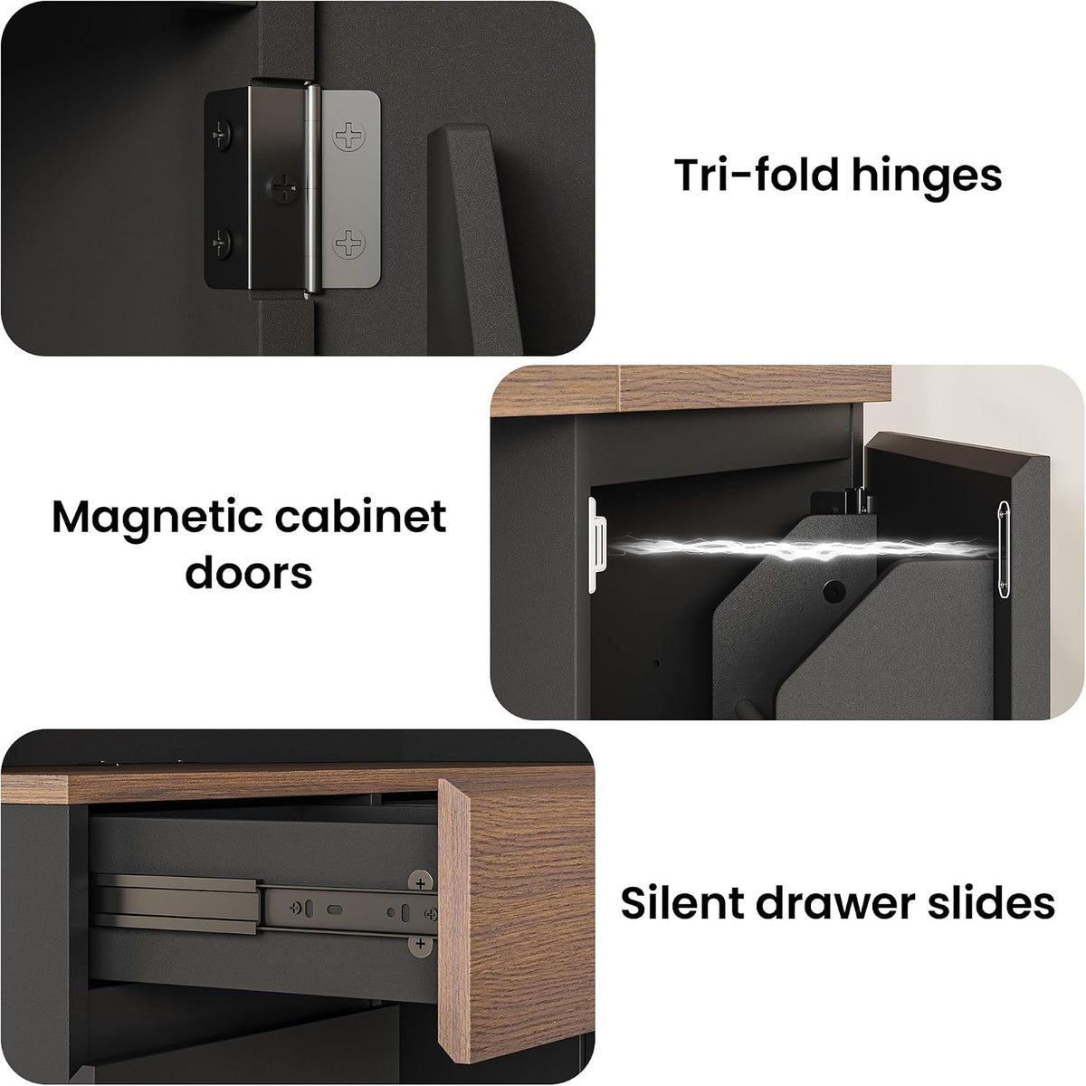 ModernMate 71" Wine Bar Cabinet with LED Lights, Modern Kitchen Pantry Hutch Cabinet with Storage, Black Home Coffee Bar with 3 Drawers, Wine Rack, Glass Holders for Dining Room, Kitchen