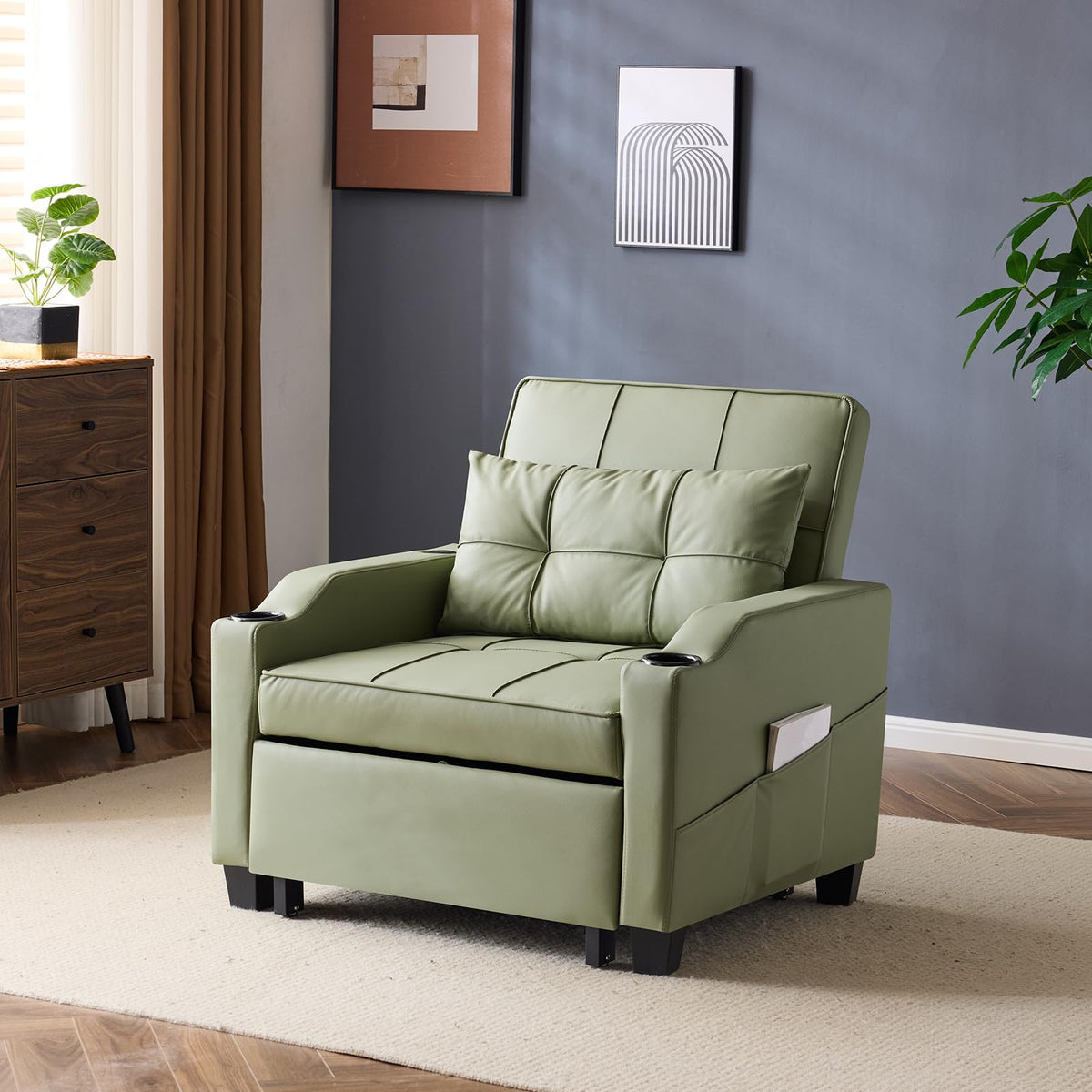 VINGLI Convertible Sleeper Chair Bed, Pull Out Sofa Couch for Living Room