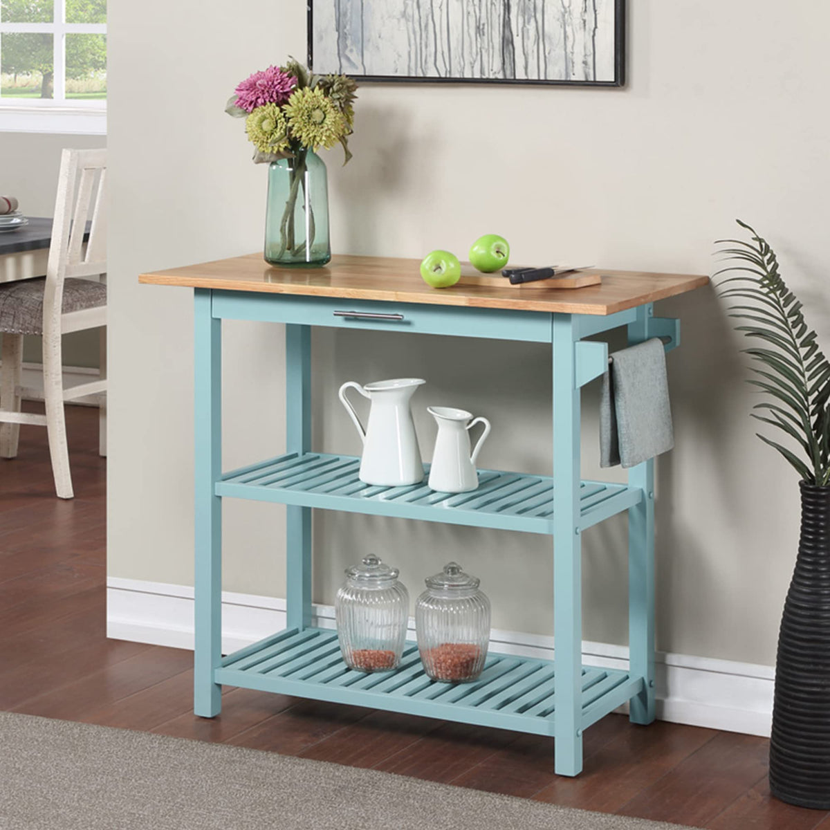 Convenience Concepts Designs2Go Butcher Block Kitchen Island, Sage, 40"