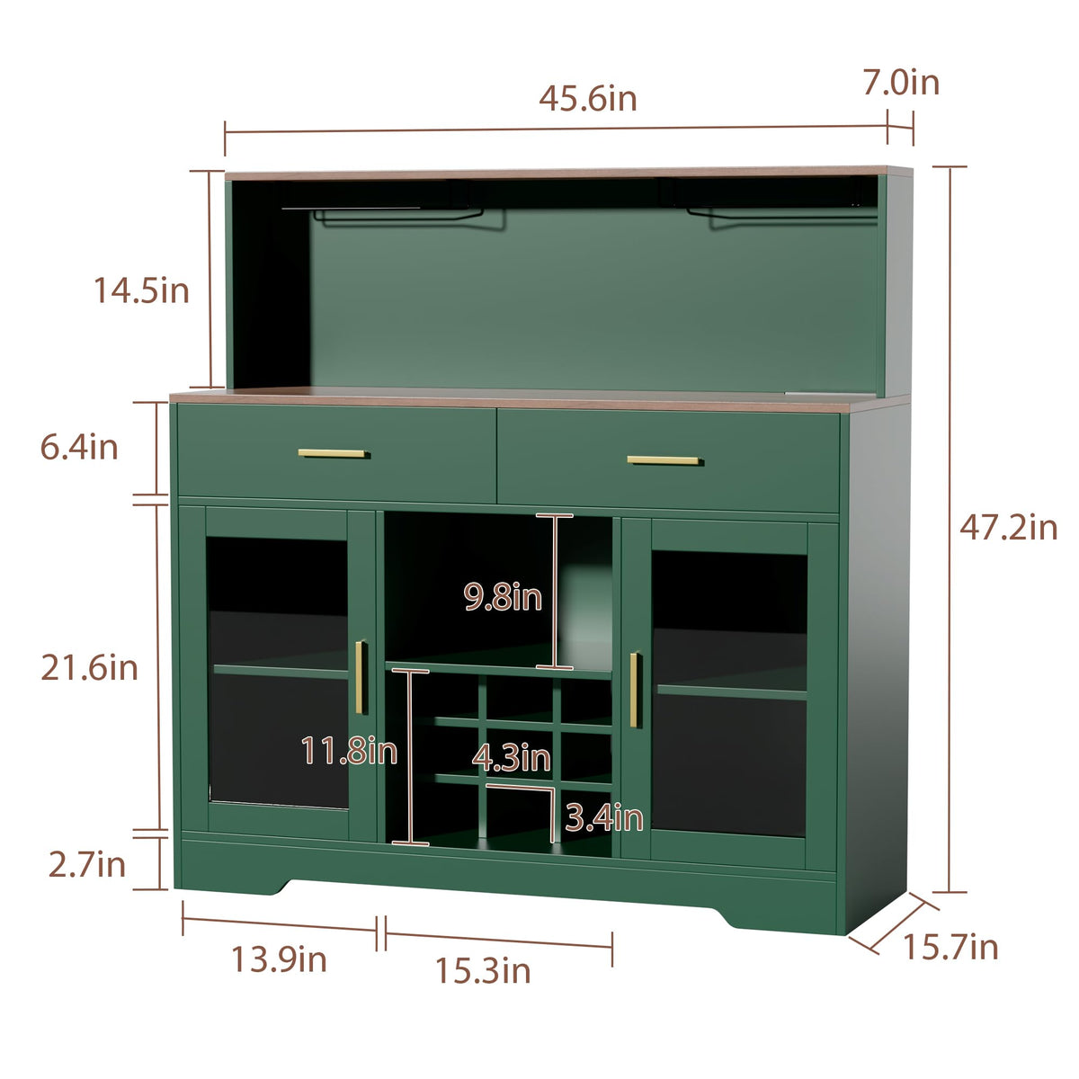 Wine Bar Cabinet with LED Lights, Liquor Cabinet for Home, Coffee Bar Cabinet with Wine Rack and Glass Holder, Black Home Bar Cabinets, Kitchen Buffet Sideboard for Living Room, Dining Room