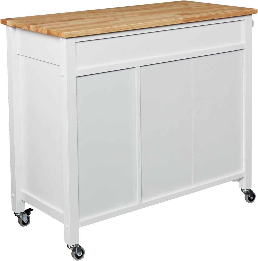SEI Furniture - Martinville Kitchen Cart - White - Engineered Wood & Iron Metal - Transitional Design - Ideal for Kitchens, Kitchen Islands, Dining Rooms, 42" W x 19" D x 35" H (KA3277)