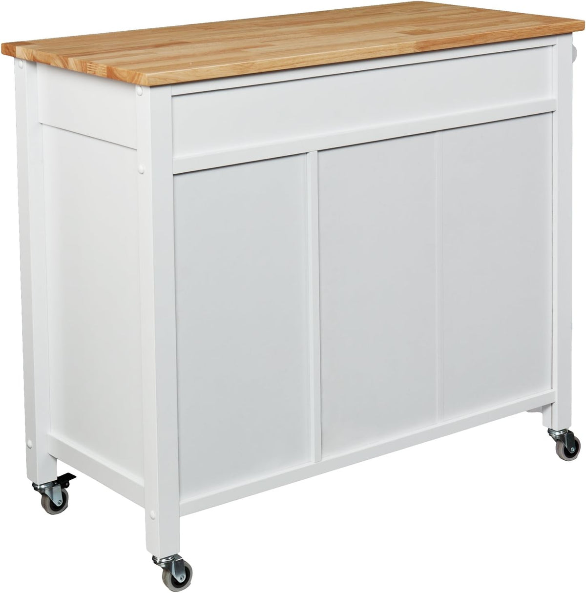 SEI Furniture - Martinville Kitchen Cart - White - Engineered Wood & Iron Metal - Transitional Design - Ideal for Kitchens, Kitchen Islands, Dining Rooms, 42" W x 19" D x 35" H (KA3277)