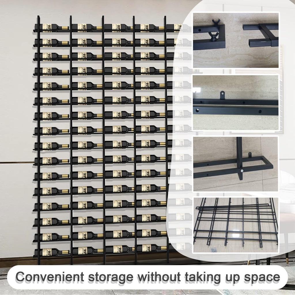 Large Wall Mounted Wine Rack, (Gold, 3 Cols (48 Bottles))