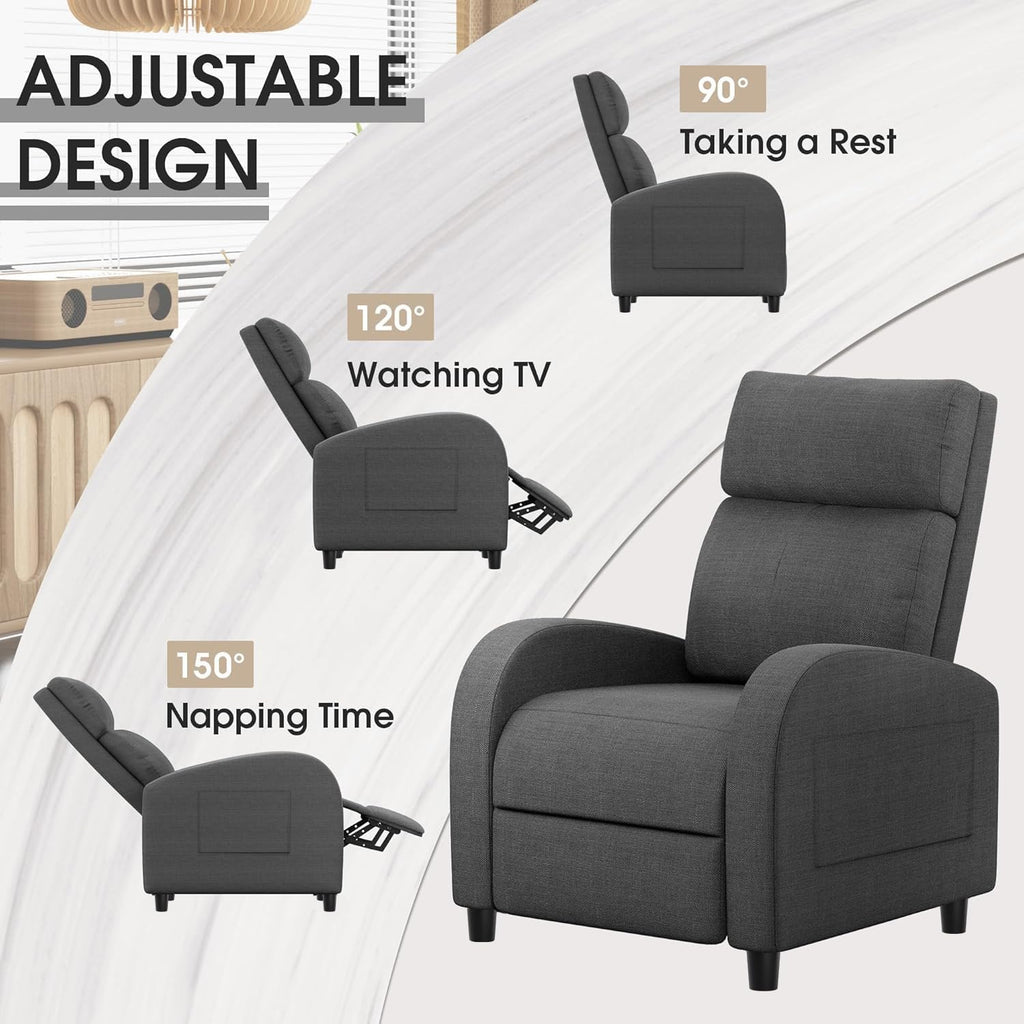 Homall Recliner Chair, Recliner Sofa PU Leather for Adults, Black Recliners