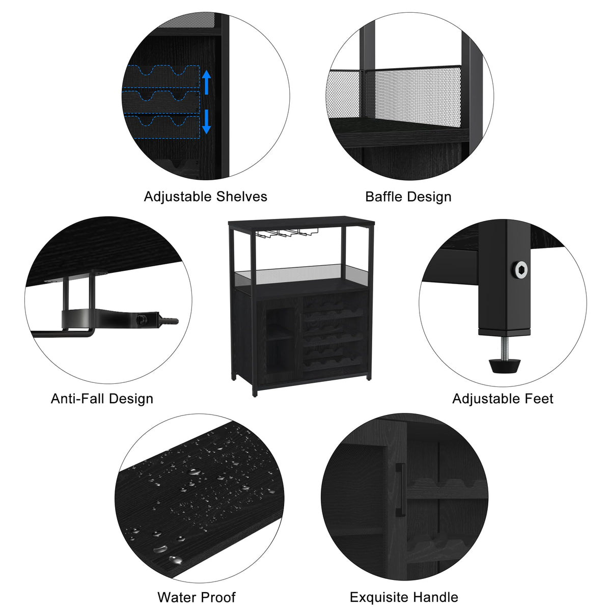 GarveeHome Wine Bar Cabinet with LED Lights, Liquor Cabinet with Storage